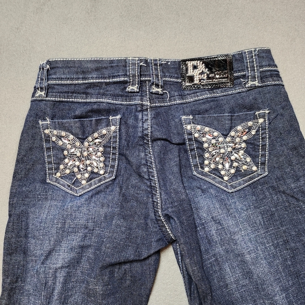 Bootcut Jeans Crystal Pockets D-Fuz - Sz 9/10 Boot Cut Bling Y2k